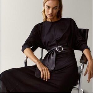 Massimo Dutti Black Midi Dress Large